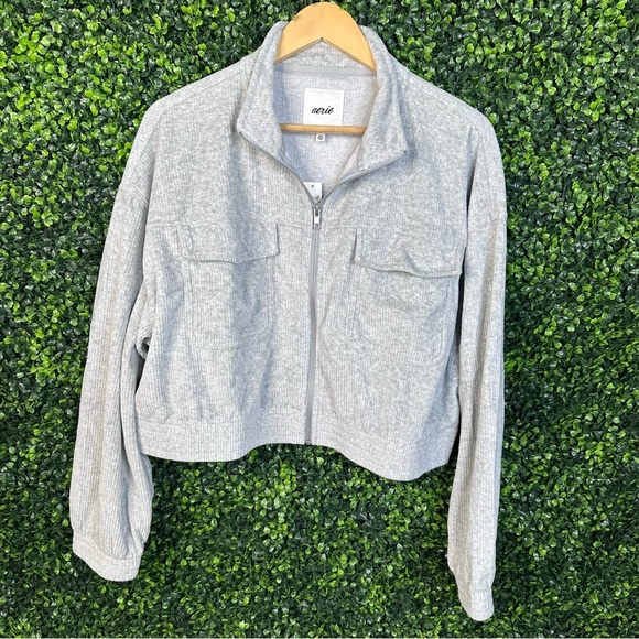 Aerie Gray corduroy zip up jacket nwt - Picture 7 of 9